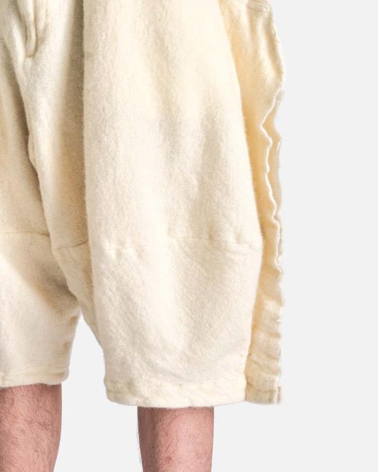  꼼데가르송 숏팬츠 Comme Des Garçons 브러쉬드 울 쇼츠 오프 화이트 - COMME DES GARCONS