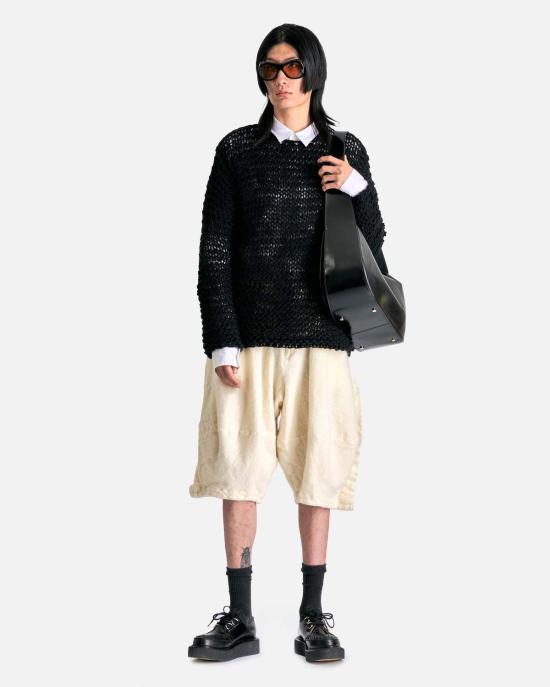  꼼데가르송 숏팬츠 Comme Des Garçons 브러쉬드 울 쇼츠 오프 화이트 - COMME DES GARCONS