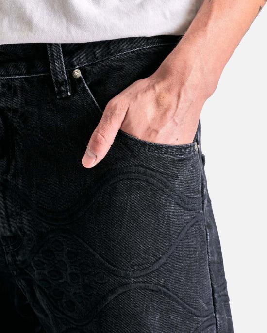  나마체코 데님 팬츠 롬나 데님 진 블랙/자수 블랙 - NAMACHEKO