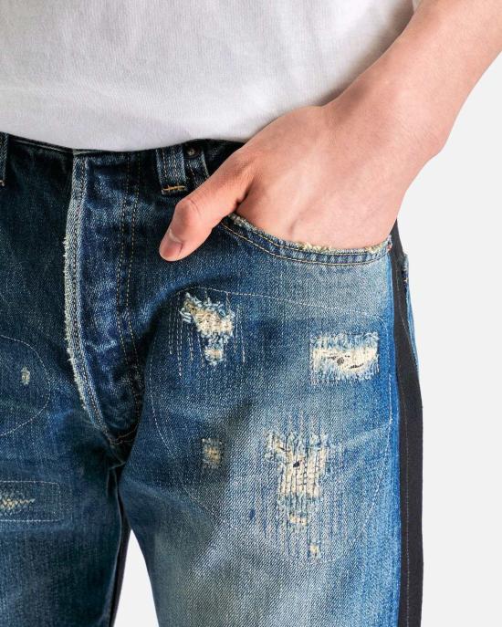  와타나베 준야 데님 팬츠 준야 와타나베 패치워크 데님 핀스트라이프 블랙 - JUNYA WATANABE