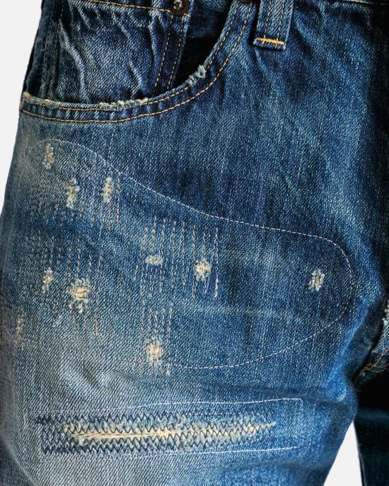  와타나베 준야 데님 팬츠 준야 와타나베 패치워크 데님 핀스트라이프 블랙 - JUNYA WATANABE