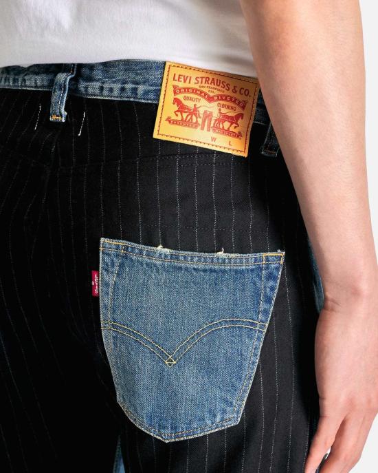  와타나베 준야 데님 팬츠 준야 와타나베 패치워크 데님 핀스트라이프 블랙 - JUNYA WATANABE