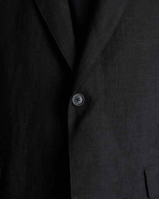  요지 야마모토 수트 자켓 Yohji Yamamoto Pour Homme J 싱글 버튼 숄더 견장 재킷 블랙 - YOHJI YAMAMOTO