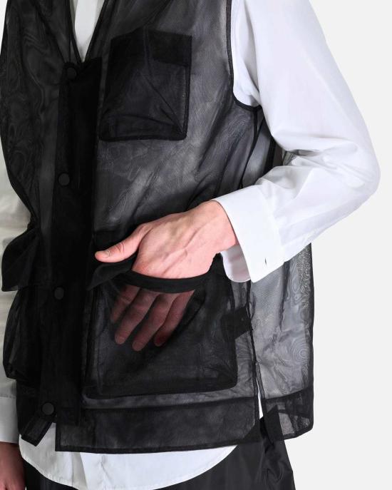  시몬로샤 베스트 시몬 로샤 멀티 카고 플랩 포켓 유틸리티 조끼 블랙 - SIMONE ROCHA