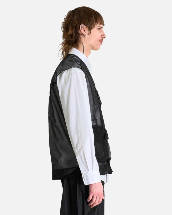  시몬로샤 베스트 시몬 로샤 멀티 카고 플랩 포켓 유틸리티 조끼 블랙 - SIMONE ROCHA