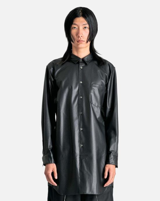  꼼데가르송 긴팔 셔츠 Comme Des Garçons 퍼포레이티드 인조 가죽  블랙