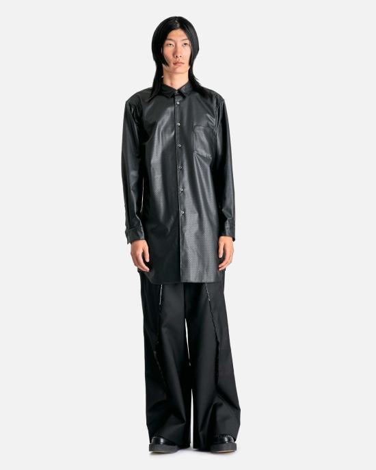  꼼데가르송 긴팔 셔츠 Comme Des Garçons 퍼포레이티드 인조 가죽  블랙 - COMME DES GARCONS