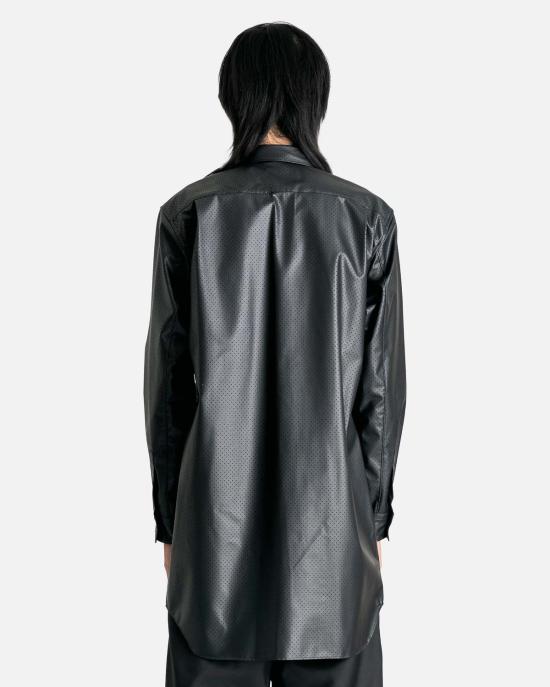  꼼데가르송 긴팔 셔츠 Comme Des Garçons 퍼포레이티드 인조 가죽  블랙 - COMME DES GARCONS
