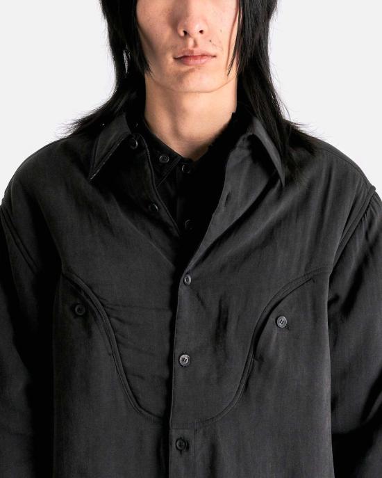  요지 야마모토 긴팔 셔츠 뿌르 옴므 M 부분패딩 B 그레이 - YOHJI YAMAMOTO