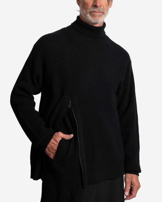  요지 야마모토 터틀넥 푸르 옴 리브 터틀넥 티 블랙 - YOHJI YAMAMOTO