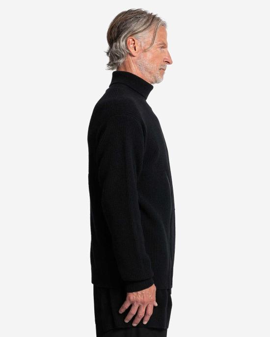  요지 야마모토 터틀넥 푸르 옴 리브 터틀넥 티 블랙 - YOHJI YAMAMOTO