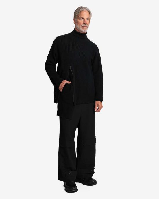  요지 야마모토 터틀넥 푸르 옴 리브 터틀넥 티 블랙 - YOHJI YAMAMOTO