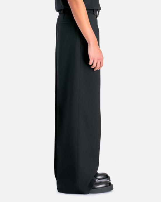  질샌더 스트레이트 팬츠 질 샌더 파인 울 개버딘 릴렉스핏 팬츠 블랙 - JIL SANDER