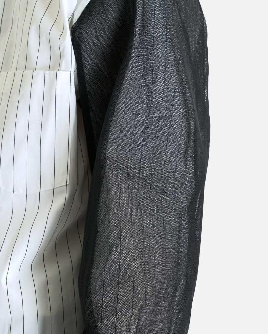  꼼데가르송 긴팔 셔츠 Comme Des Garçons 레이어드 스트라이프 롱슬리브 버튼업 화이트/블랙 - COMME DES GARCONS