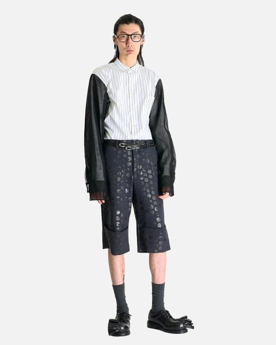  꼼데가르송 긴팔 셔츠 Comme Des Garçons 레이어드 스트라이프 롱슬리브 버튼업 화이트/블랙 - COMME DES GARCONS