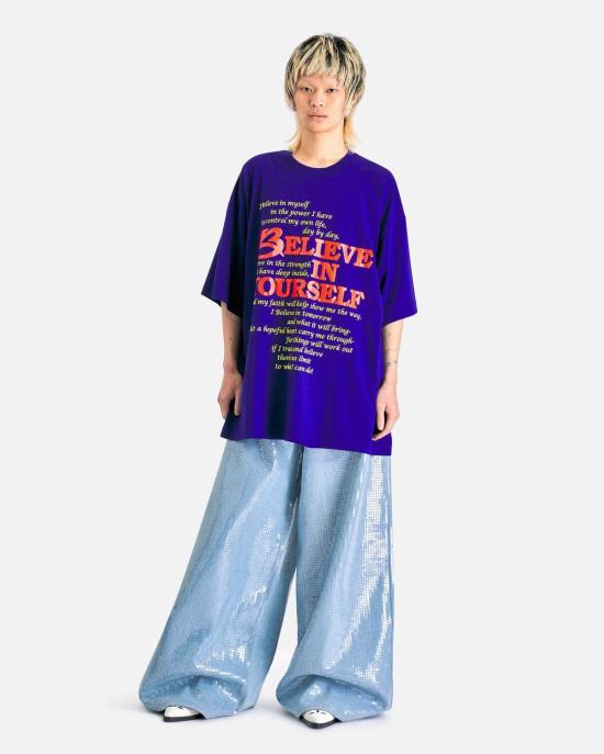  베트멍 반팔 티셔츠 Believe In Yourself 티셔츠 로열 블루 - VETEMENTS
