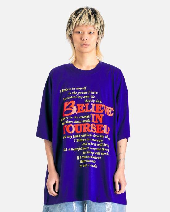  베트멍 반팔 티셔츠 Believe In Yourself 티셔츠 로열 블루