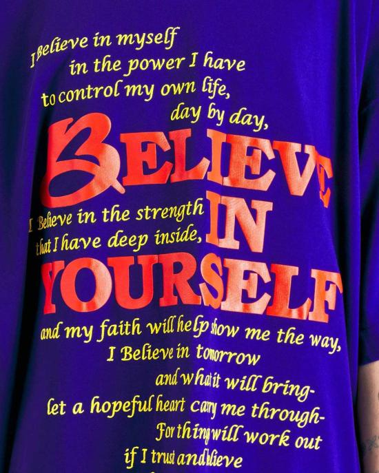  베트멍 반팔 티셔츠 Believe In Yourself 티셔츠 로열 블루 - VETEMENTS