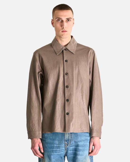  아워레가시 긴팔 셔츠 Our Legacy 용접  70년대 회색 벨벳 양가죽