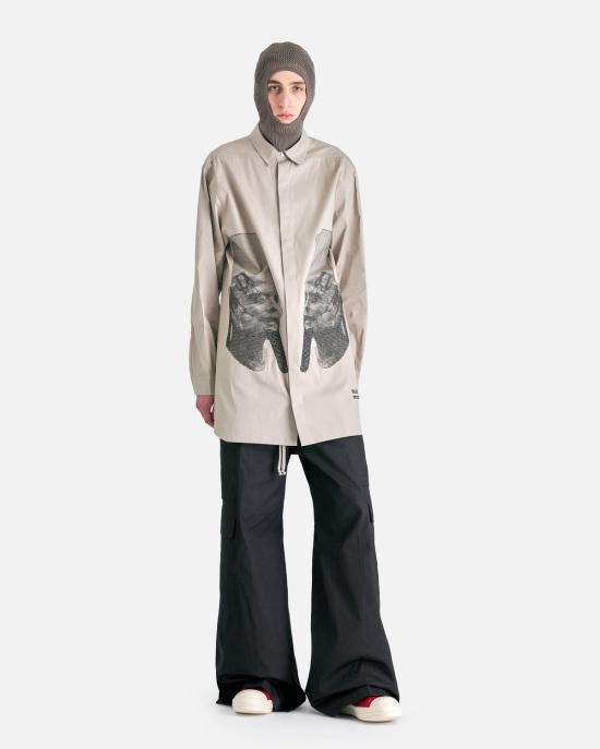  릭 오웬스 긴팔 셔츠 점보 아우터 펄/블랙 - RICK OWENS