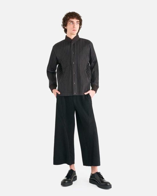  이세이 미야케 긴팔 셔츠 Homme Plisse Issey Miyake 패딩 플리츠 블루종 브라운 - ISSEY MIYAKE