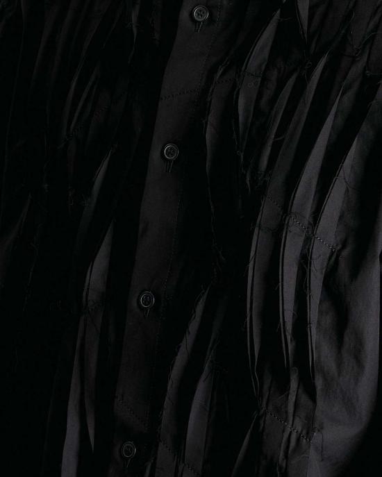  요지 야마모토 긴팔 셔츠 뿌르 옴므 U 체인 스티치 B/클로스  블랙 - YOHJI YAMAMOTO