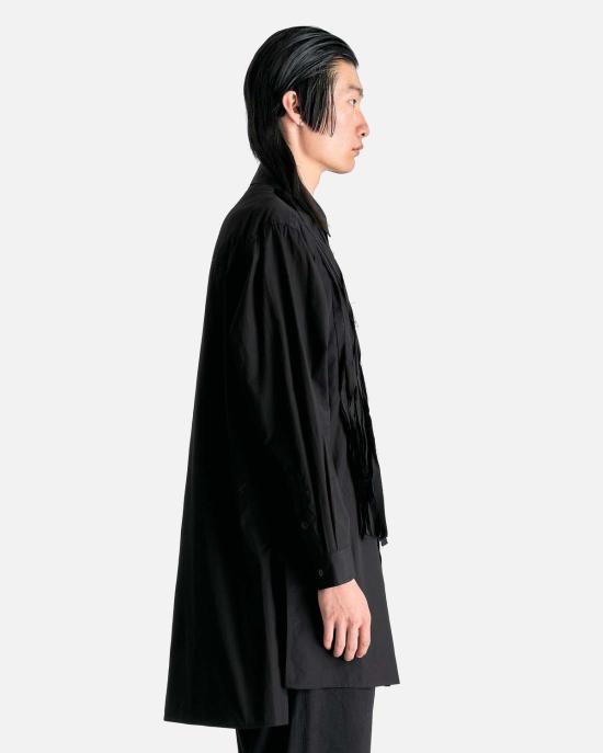  요지 야마모토 긴팔 셔츠 뿌르 옴므 U 체인 스티치 B/클로스  블랙 - YOHJI YAMAMOTO