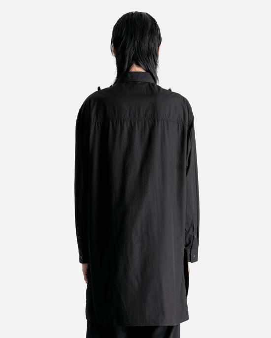  요지 야마모토 긴팔 셔츠 뿌르 옴므 U 체인 스티치 B/클로스  블랙 - YOHJI YAMAMOTO
