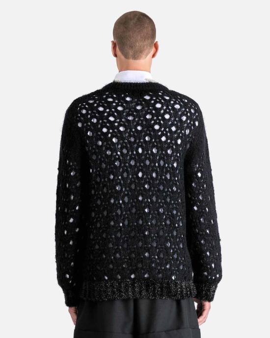  시몬로샤 스웨터 시몬 로샤 니트 점퍼 틴셀 트림 라이트 그레이 - SIMONE ROCHA