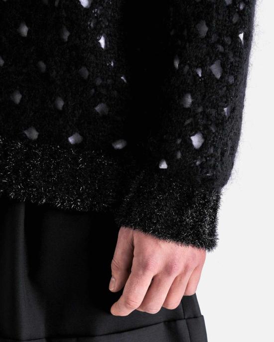  시몬로샤 스웨터 시몬 로샤 니트 점퍼 틴셀 트림 라이트 그레이 - SIMONE ROCHA