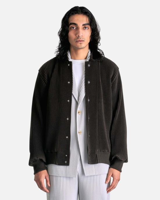  이세이 미야케 봄버 자켓 Issey Miyake Homme Plisse Kersey Pleats 봄버 재킷 브라운 - ISSEY MIYAKE