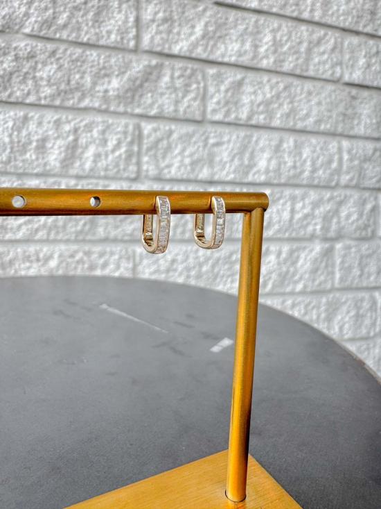  EF 컬렉션 이어링 Ef 컬렉션 14K 옐로우 골드 다이아몬드 바게트 점보 롤라 허기 귀걸이 - EF COLLECTION