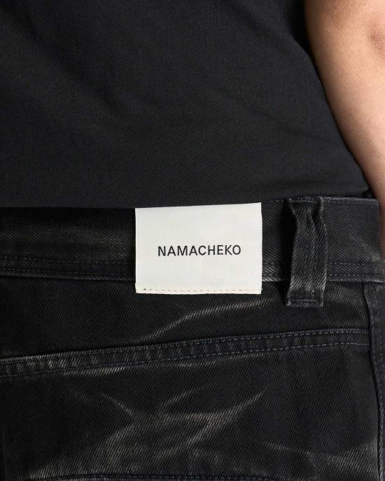  나마체코 숏팬츠 제브라 데님 반바지 (워시드 블랙) - NAMACHEKO