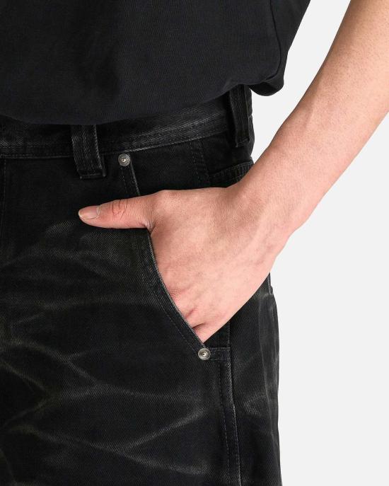  나마체코 숏팬츠 제브라 데님 반바지 (워시드 블랙) - NAMACHEKO