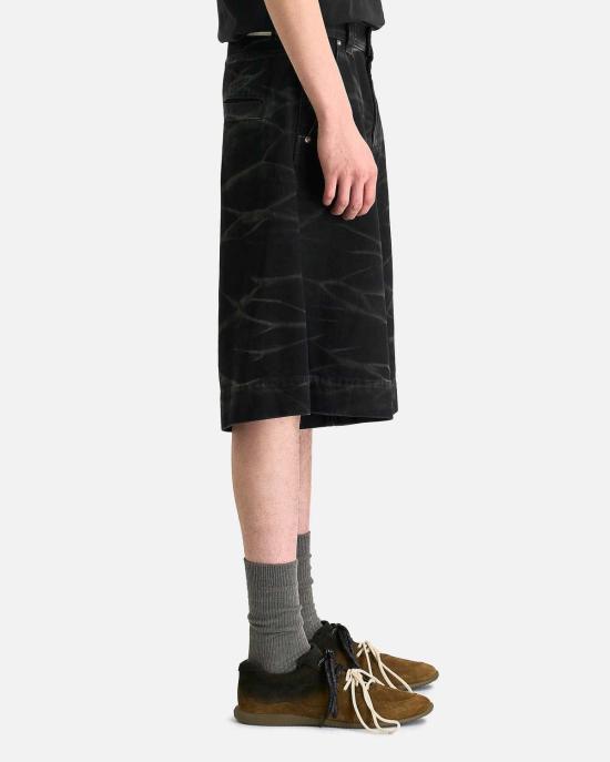  나마체코 숏팬츠 제브라 데님 반바지 (워시드 블랙) - NAMACHEKO