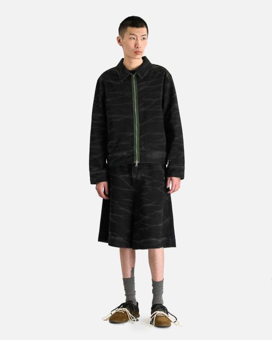  나마체코 숏팬츠 제브라 데님 반바지 (워시드 블랙) - NAMACHEKO