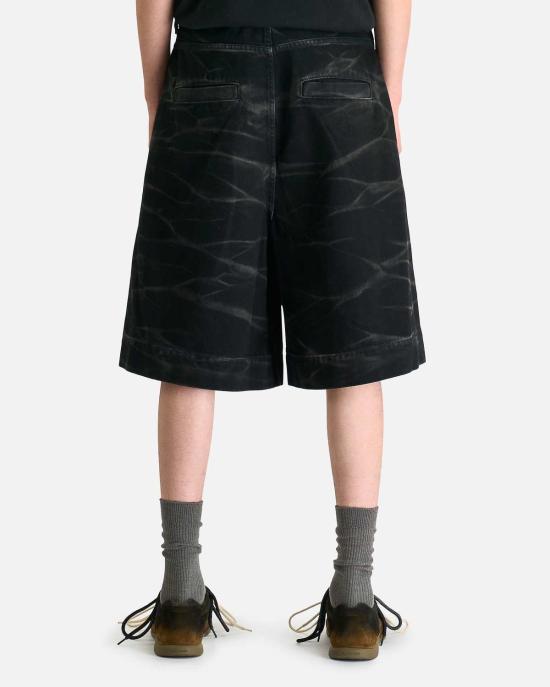  나마체코 숏팬츠 제브라 데님 반바지 (워시드 블랙) - NAMACHEKO