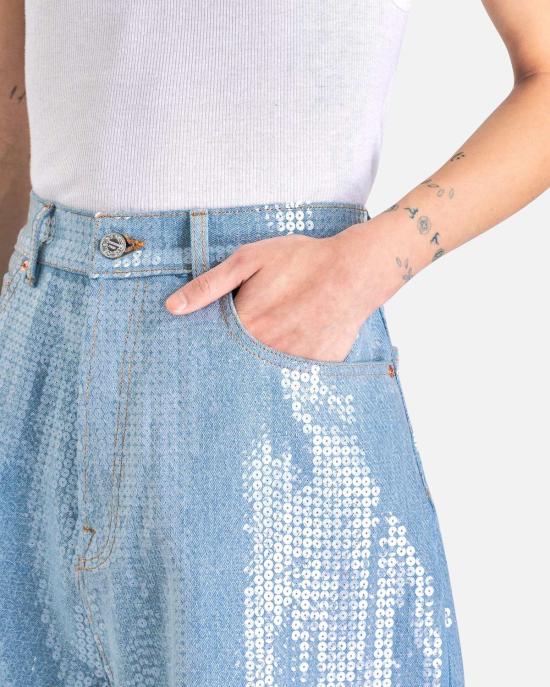  베트멍 데님 팬츠 Vetements Paillattes 진 블루 - VETEMENTS