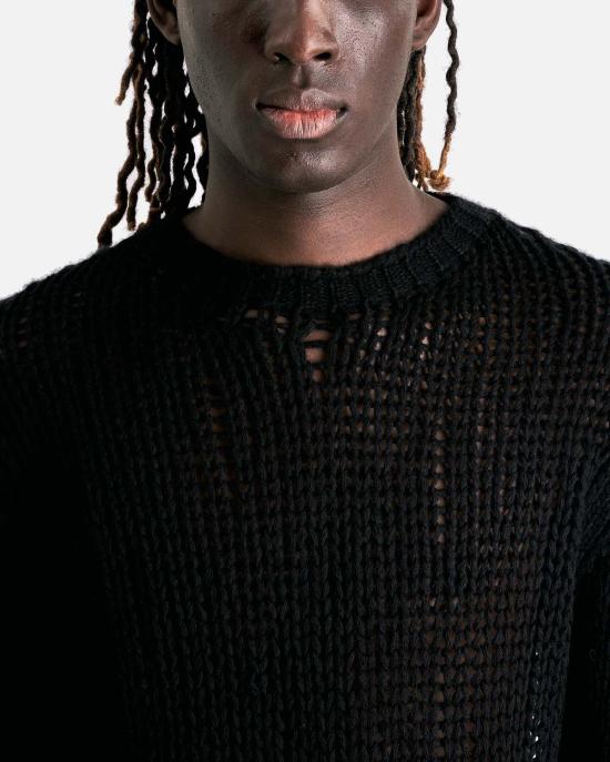  릭 오웬스 스웨터 라운드넥 블랙 - RICK OWENS
