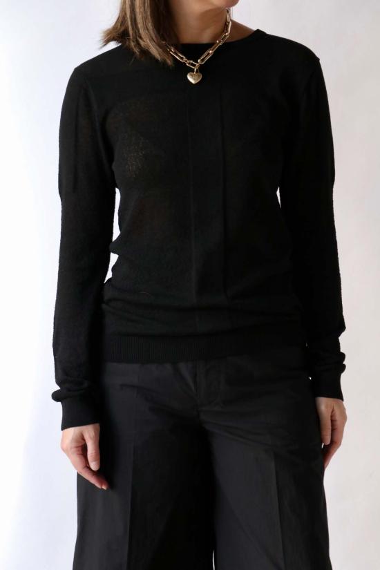  고셰르 후드 티셔츠 롱슬리브 탑 블랙 - GAUCHERE