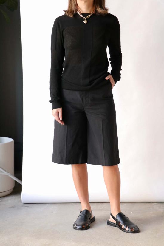  고셰르 후드 티셔츠 롱슬리브 탑 블랙 - GAUCHERE