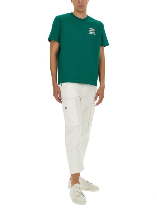 25FW 카사블랑카 반팔 티셔츠 MPF25JTS001 06MONTAGNEONDULEE GREEN - CASABLANCA