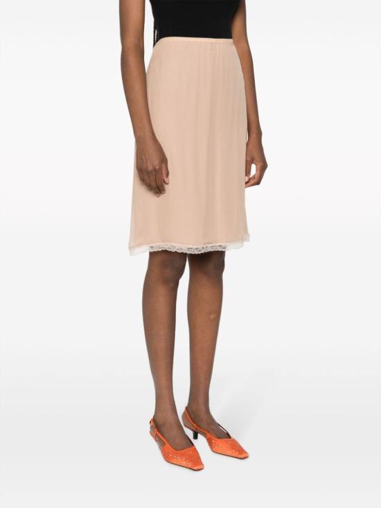  구찌 실크 쉬폰 레이스 트림 스커트 760549 XUAI05735 NUDE - GUCCI