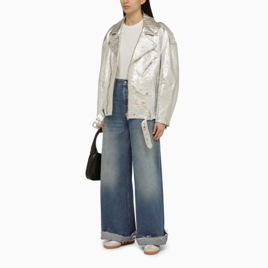  하프보이 가죽 자켓 HSS241WLBK079083998 Silver - HALFBOY