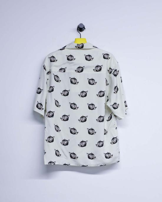  마르니 긴팔 셔츠 글래스 플루이드 비스코스 울프 모티프 캠프 칼라 - MARNI