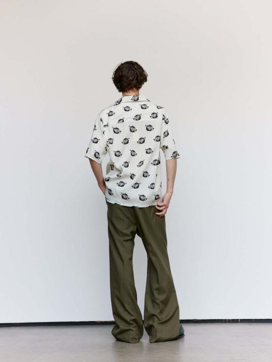  마르니 긴팔 셔츠 글래스 플루이드 비스코스 울프 모티프 캠프 칼라 - MARNI