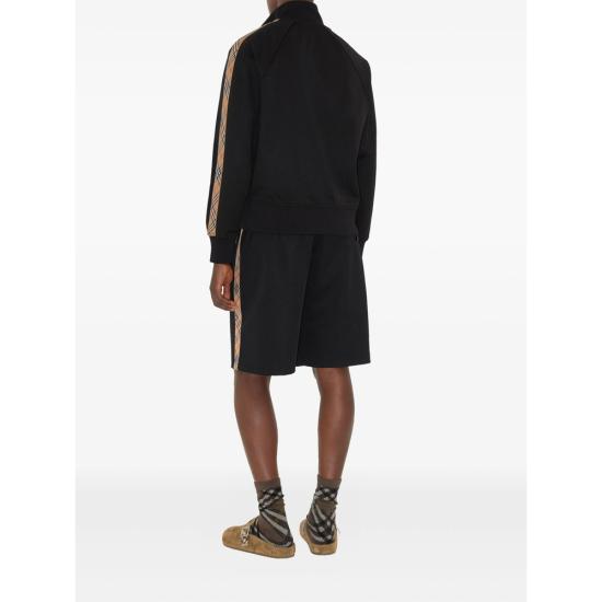 25FW 버버리 체크 트림 코튼 블렌드 트랙 자켓  8110563 AU25 MW SI A1189 BLACK - BURBERRY