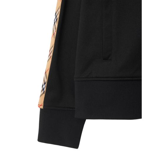 25FW 버버리 체크 트림 코튼 블렌드 트랙 자켓  8110563 AU25 MW SI A1189 BLACK - BURBERRY
