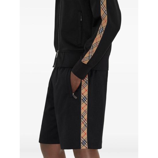 25FW 버버리 체크 트림 코튼 블렌드 트랙 자켓  8110563 AU25 MW SI A1189 BLACK - BURBERRY