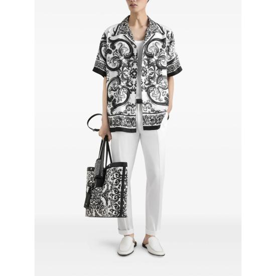 25FW 돌체앤가바나 반팔 셔츠 G5JH9T HI1S6 HX5DQ WHITE BLACK - DOLCE & GABBANA